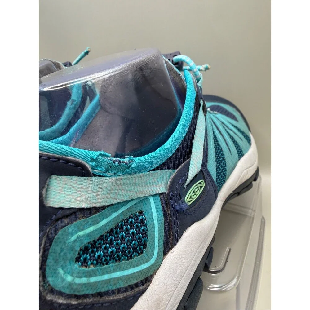 Keen Womens Hiking Size 7 W Teal Navy Low Top Bungee Cord Mesh Shoes